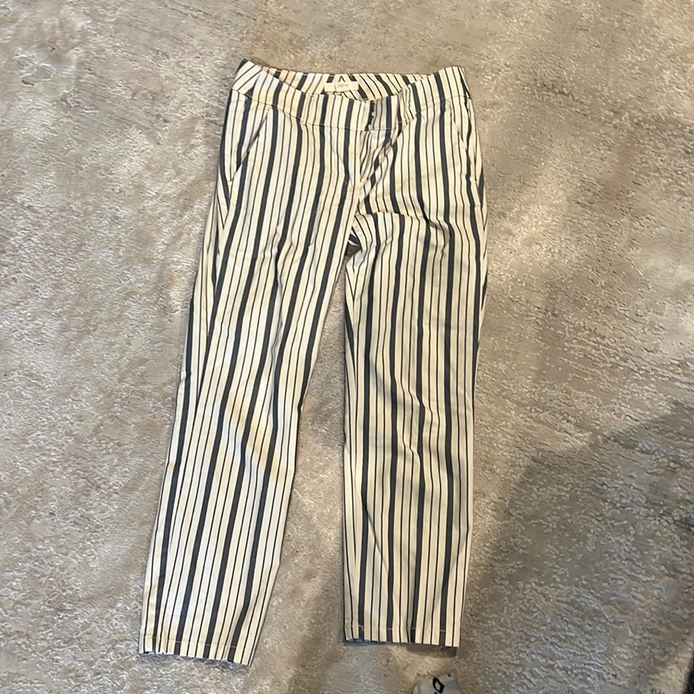 White LOFT Stripe Pants